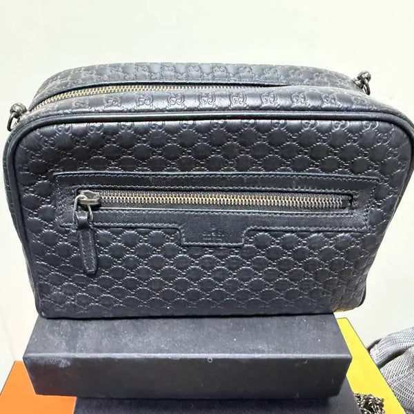 [BUNJANG] Gucci Microguccissima Leather Crossbody Bag Black / 구찌 마이크로시마 가죽 크로스백 블랙