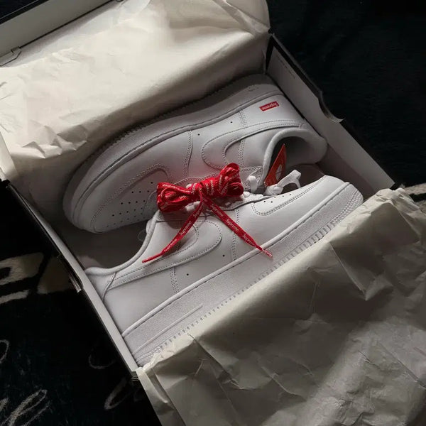 [BUNJANG] Supreme x Nike Air Force 1 Low White Sneakers / 슈프림 에어포스 280,285,290 새상품 화이트