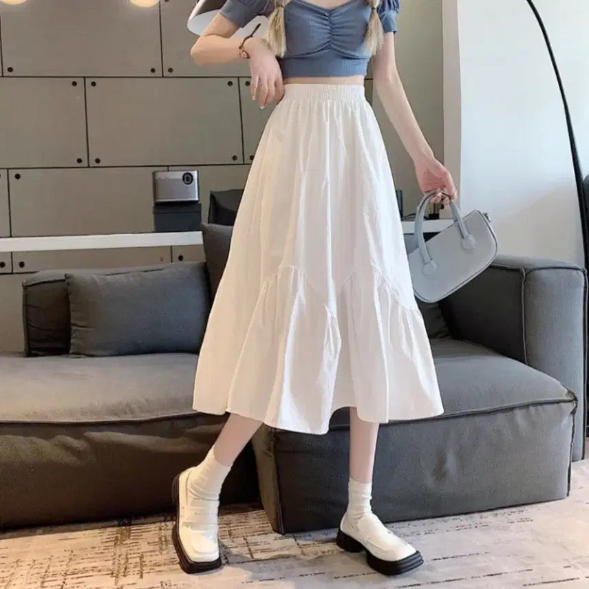 [BUNJANG] White Tiered Maxi Skirt / 화이트 캉캉 롱 스커트