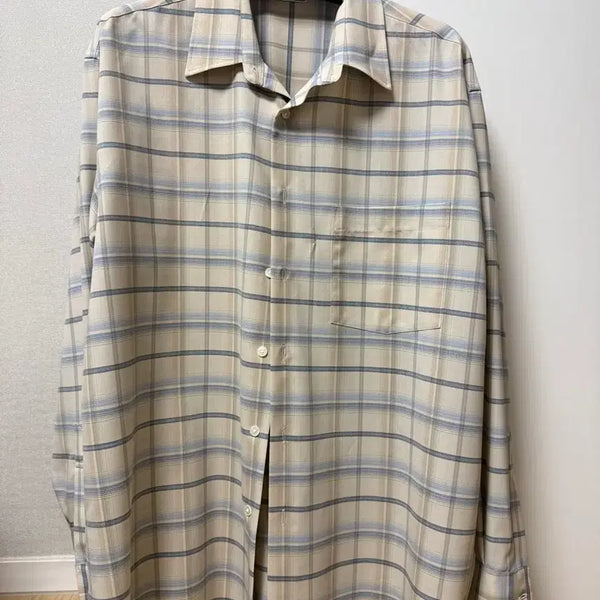[BUNJANG] Auralee Super Light Wool Check Shirt Light Beige 24SS / 오라리 AURALEE 슈퍼라이트 울 체크 셔츠 라이트베이지 24SS/4