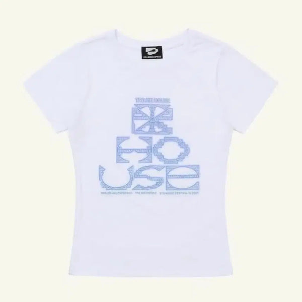 [BUNJANG] The Air House x Wellbeing Express Grid Symbol Half Sleeve T-Shirt White Blue / 디에어하우스 x 웰빙익스프레스 그리드 심볼 하프 슬리브 반팔 화이트 블루