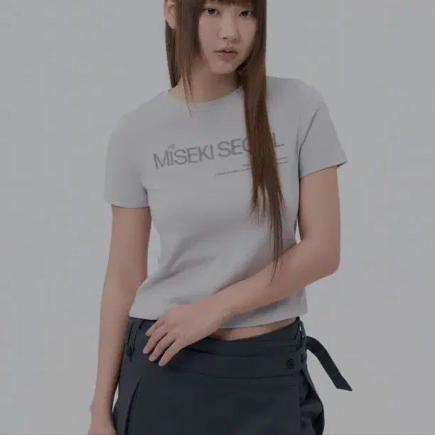 [BUNJANG] Miseki Seoul Logo Short Sleeve T-Shirt Light Grey / 미세키서울 로고 반팔Logo short sleeves LIGHT GREY