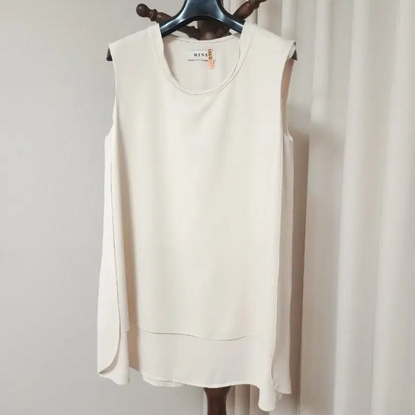 [BUNJANG] MINE Ivory Layered Sleeveless Blouse Size 55 / 한섬 마인 MINE 아이보리 레이어드 민소매 블라우스 55 [드라이완료]
