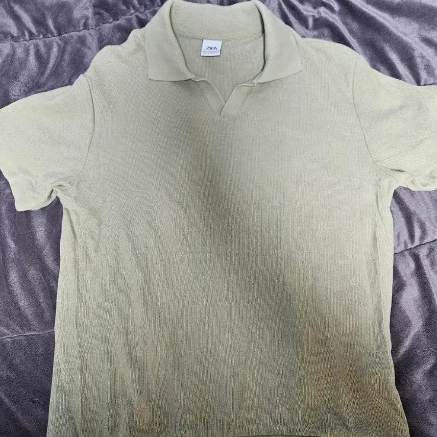 [BUNJANG] ZARA Khaki Open Collar Short Sleeve Shirt / 자라 ZARA 카키 오픈카라 반팔