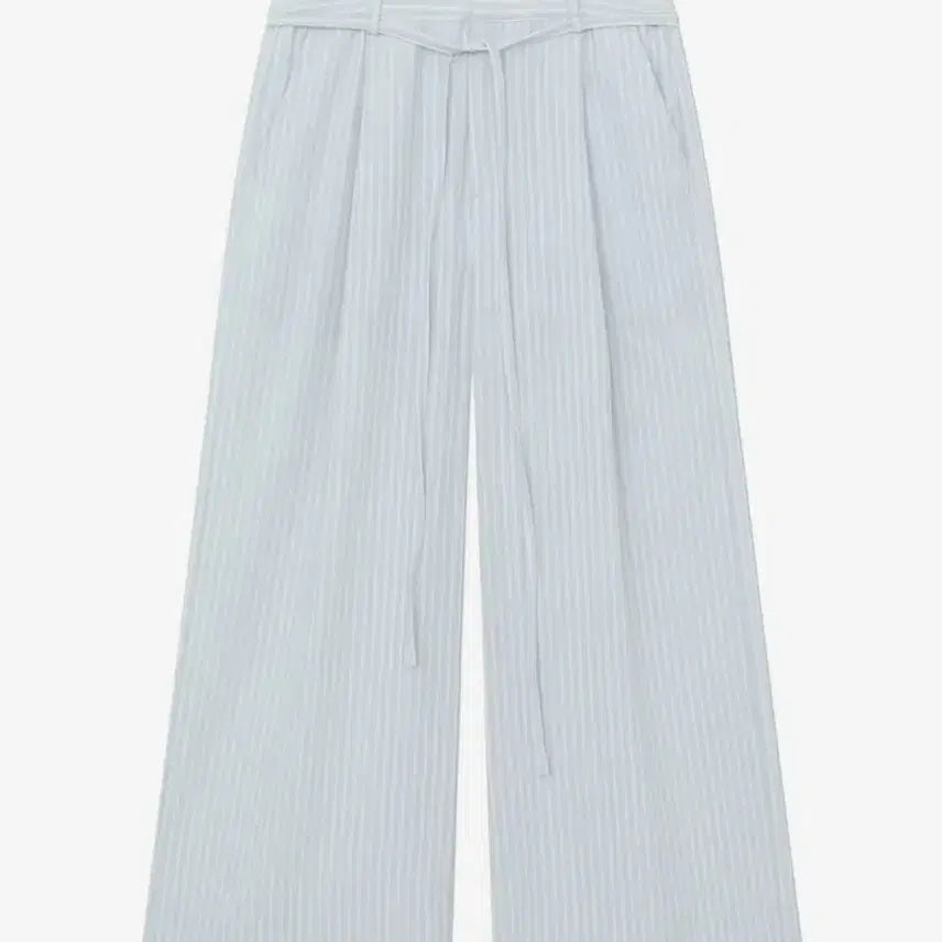 [BUNJANG] GLOWNY G Belted Linen Wide Pants Blue L / 글로니 G BELTED LINEN WIDE PANTS 블루 L