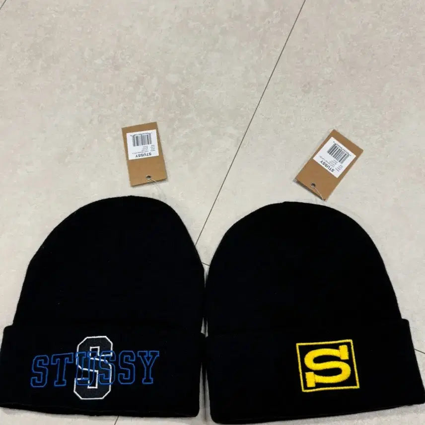 [BUNJANG] Stussy Varsity S Cuff Beanie & S Sport Cuff Beanie - Black (Bundle) / 스투시 비니 2개 판매 / 바시티 S 커프 비니 + S 스포츠 커프 비니