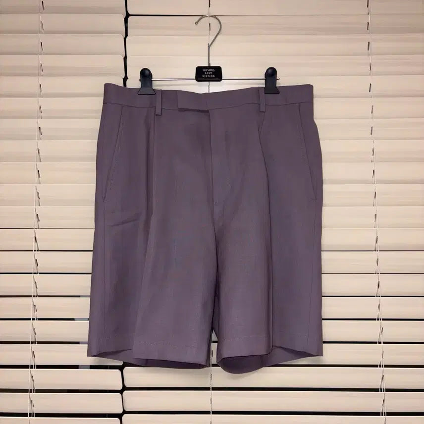 [BUNJANG] Wacko Maria Dormeuil Wool Pleated Shorts Purple L / 와코마리아 도멜 DORMEUIL 울 플리티트 쇼츠 반바지 퍼플 L