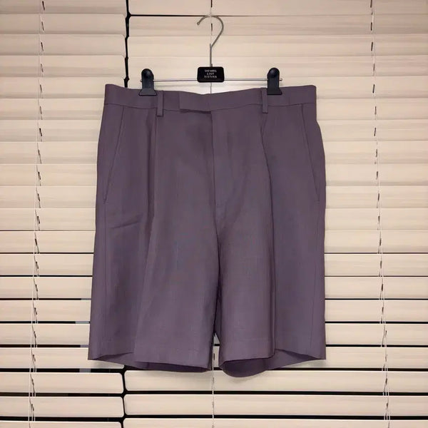 [BUNJANG] Wacko Maria Dormeuil Wool Pleated Shorts Purple L / 와코마리아 도멜 DORMEUIL 울 플리티트 쇼츠 반바지 퍼플 L