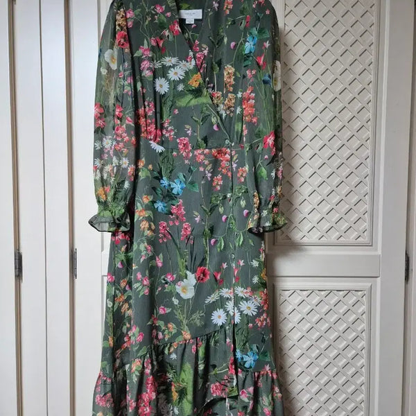 [BUNJANG] CERRUTI 1881 Floral Chiffon Wrap Dress / CERRUTI 1881 플로럴 쉬폰 랩 원피스
