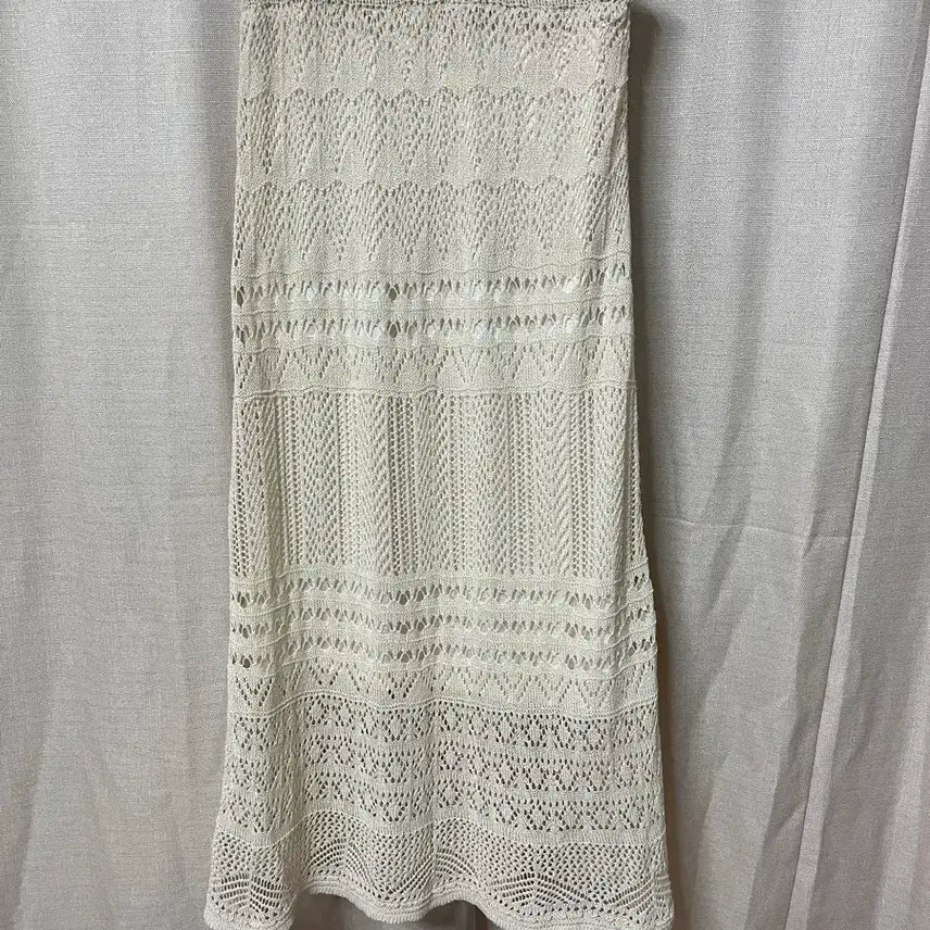 [BUNJANG] Ivory Knit Lace Long Skirt Free Size / 아이보리 니트 레이스 롱 스커트 F