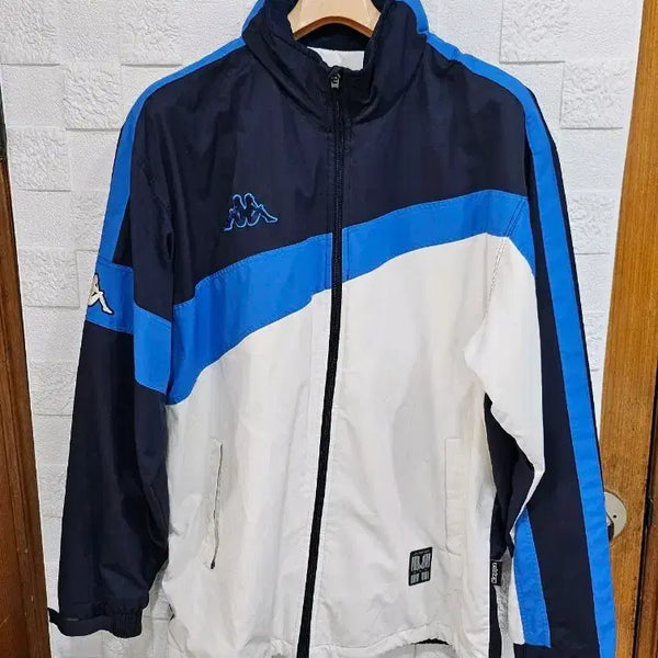 [BUNJANG] Kappa Windbreaker Jumper Navy Blue White L / 카파 바람막이 점퍼 네이비 블루 화이트 L