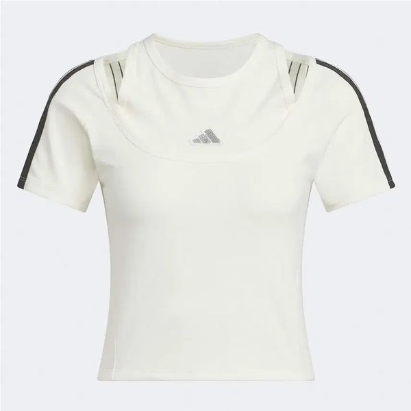 [BUNJANG] Adidas Dance Two Layer Neck Baby Tee - White / 아디다스 댄스 투 레이어 넥 베이비 티 - 화이트