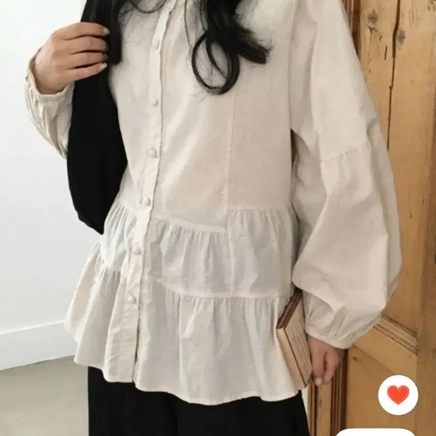 [BUNJANG] Puff Shirring Long-Sleeve Blouse / 퍼프 셔링 긴팔 블라우스 옷 상의