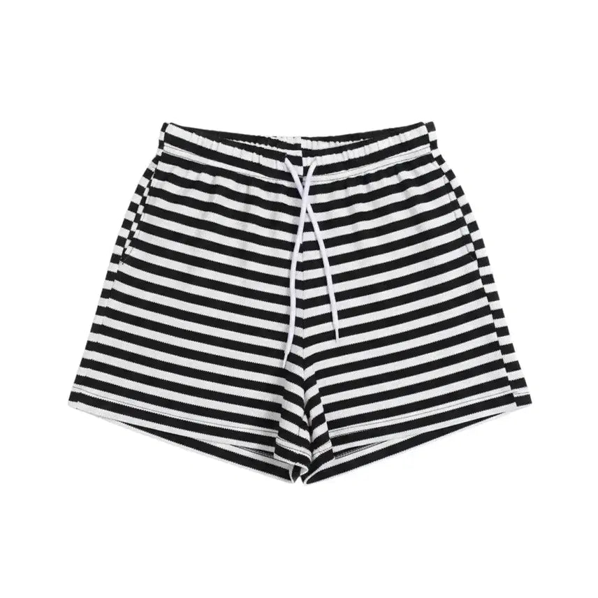 [BUNJANG] Women's Black Striped Banding Shorts / 여성F/ 블랙 단가라 밴딩 숏 팬츠  반바지 22-92