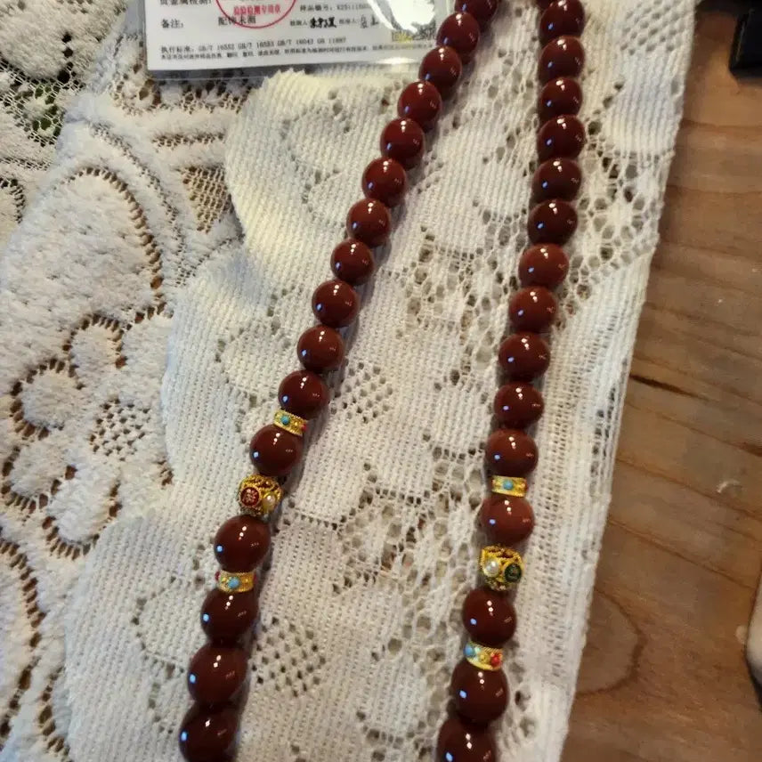 [BUNJANG] Reddish-Brown Jade Necklace (Natural Stone) / 적갈색 옥 목걸이 (천연석)