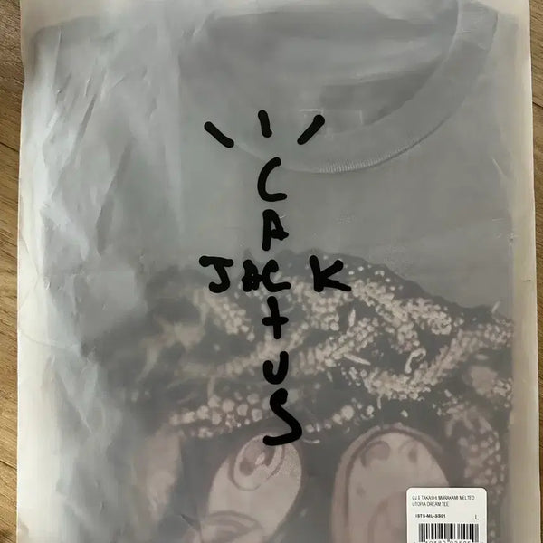 [BUNJANG] Travis Scott Cactus Jack Murakami "Melted Utopia Dream" T-Shirt Brown L / 트래비스스캇 캑터스잭 무라카미 콜라보 티