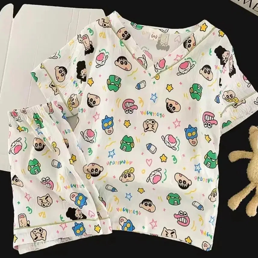 [BUNJANG] Crayon Shin-chan V-neck Pajama Set / 짱구 브이넥 잠옷세트