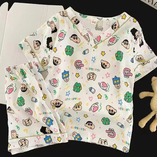 [BUNJANG] Crayon Shin-chan V-neck Pajama Set / 짱구 브이넥 잠옷세트
