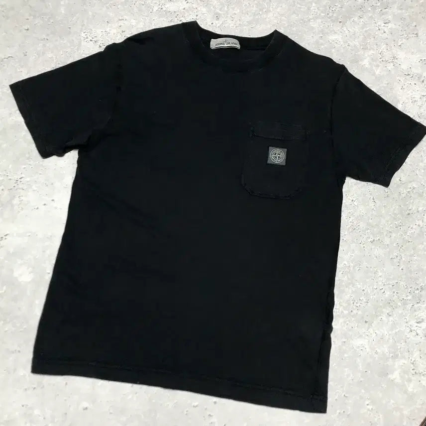 [BUNJANG] Stone Island Compass Logo Pocket T-Shirt Black L / 스톤아일랜드 포켓티 컴파스로고 반팔 티셔츠 깔끔