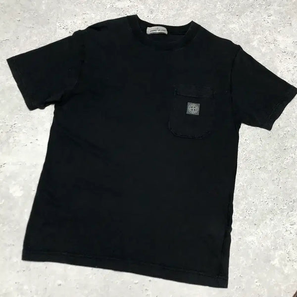 [BUNJANG] Stone Island Compass Logo Pocket T-Shirt Black L / 스톤아일랜드 포켓티 컴파스로고 반팔 티셔츠 깔끔