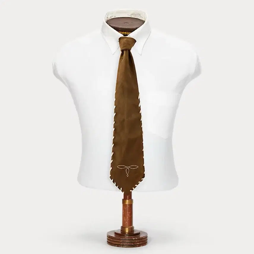 [BUNJANG] RRL Suede Leather Trim Tie / RRL 스웨이드 레더 트림 넥타이