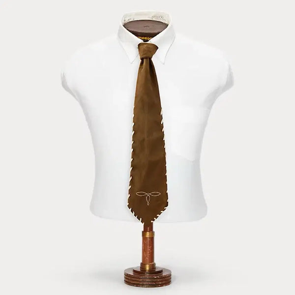 [BUNJANG] RRL Suede Leather Trim Tie / RRL 스웨이드 레더 트림 넥타이