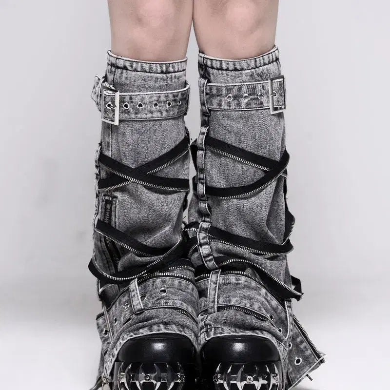 [BUNJANG] REFLEM Zipper Detail Leg Warmers / REFLEM 레플렘 지퍼 디테일 레그워머
