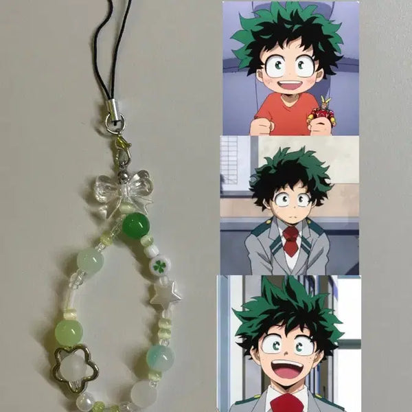 [BUNJANG] My Hero Academia Izuku Midoriya Beaded Keychain / 나의 히어로 아카데미아 미도리야 비즈키링 나히아 히로아카