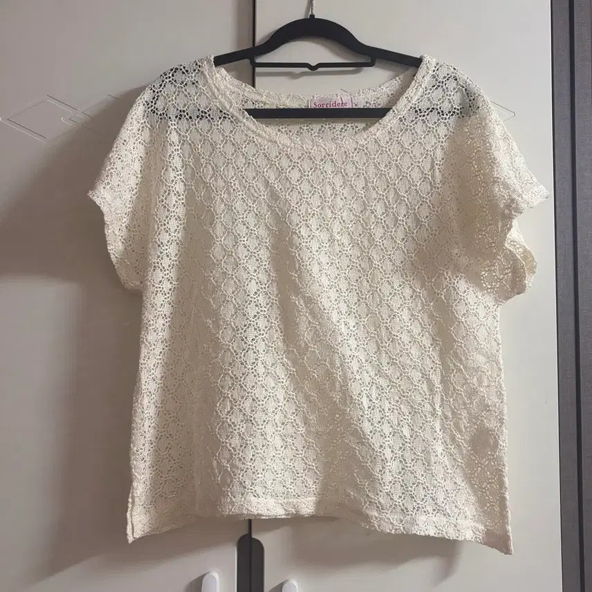 [BUNJANG] Crochet Short Sleeve Knit Top / (택포) 크로쉐 반팔 니트