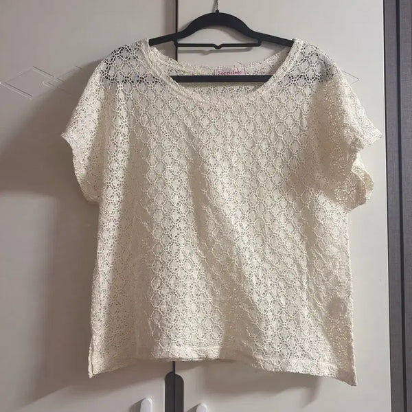 [BUNJANG] Crochet Short Sleeve Knit Top / (택포) 크로쉐 반팔 니트