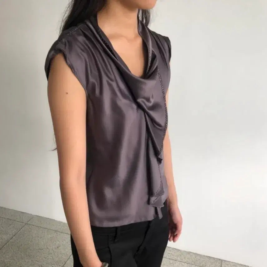 [BUNJANG] Max Mara Brown Silk Top / 막스마라 브라운 실크탑