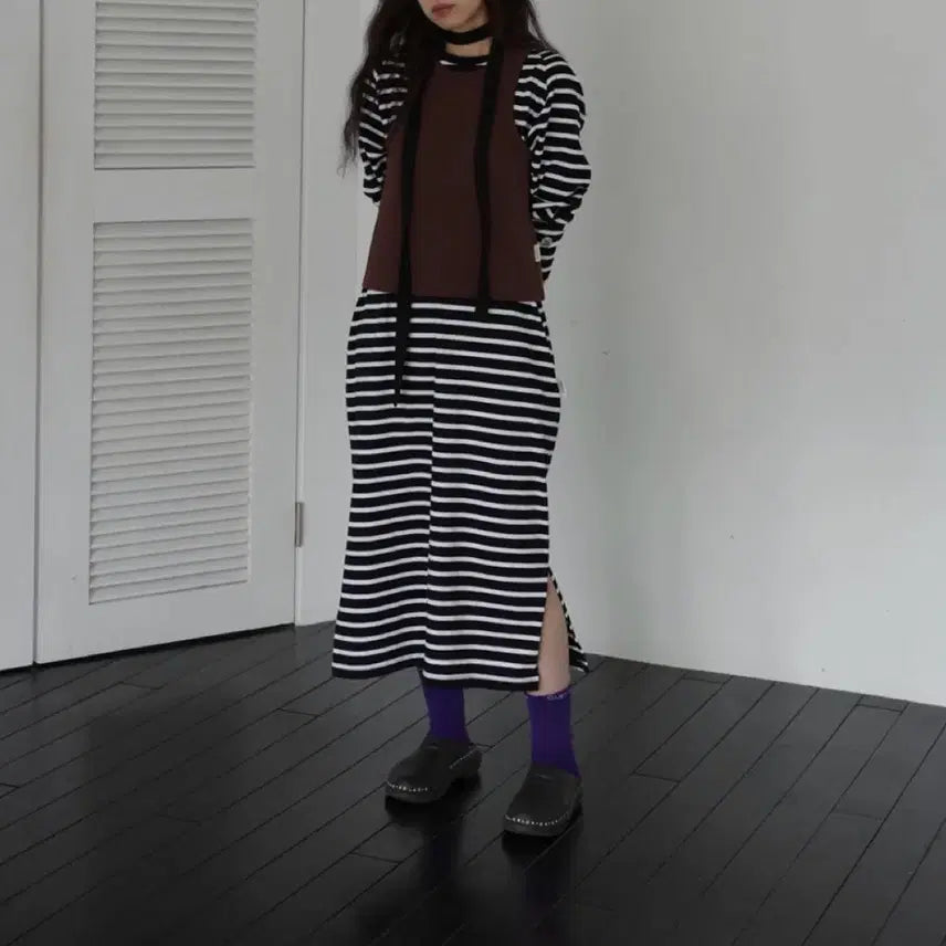 [BUNJANG] Hopes Stripe Long Dress / HOPES 홉스 스트라이프 롱 원피스