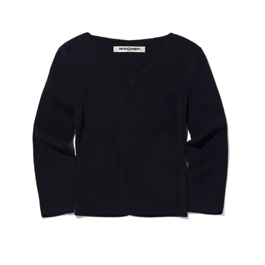 [BUNJANG] Mischief V-Neck Knit Top Black S / 미스치프 브이넥 니트탑 블랙 s