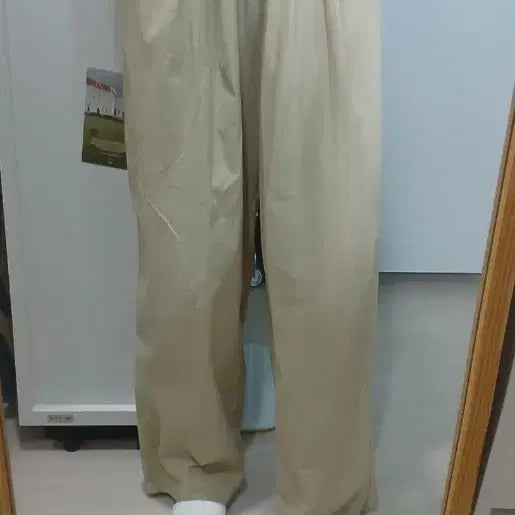 [BUNJANG] Wide Leg Cotton Pants - Beige / 바스락와이드바지 F