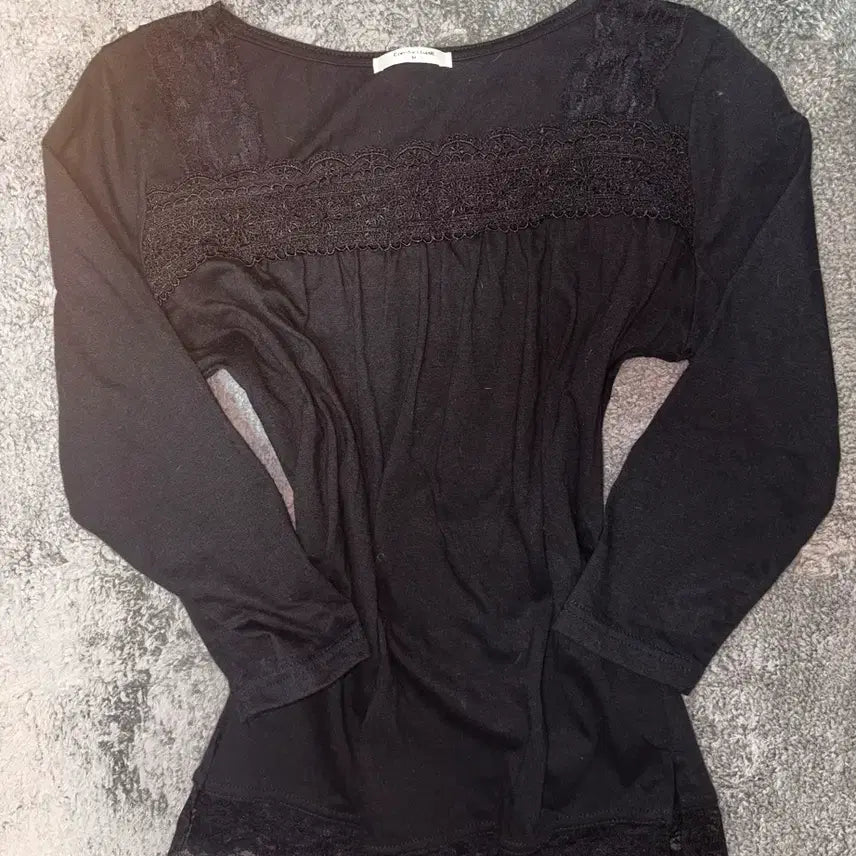 [BUNJANG] Mori Girl Hime Gyaru Black Lace Long Sleeve Top / 모리걸 히메갸루 블랙 레이스 롱슬리브 탑 상의