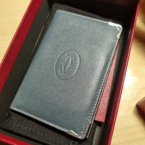 [BUNJANG] Must de Cartier Card Holder Denim/Burgundy / 머스트 드 까르띠에 카드지갑 데님/버건디 컬러
