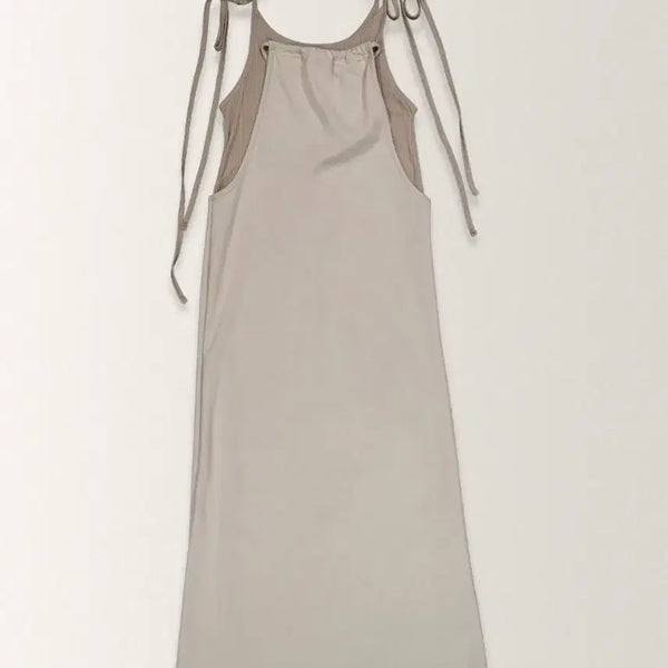 [BUNJANG] OURO Tie Up Layered Jersey One Piece Dress (Moss) / [새] OURO 아우로 타이업 레이어드 져지 원피스 (모스)
