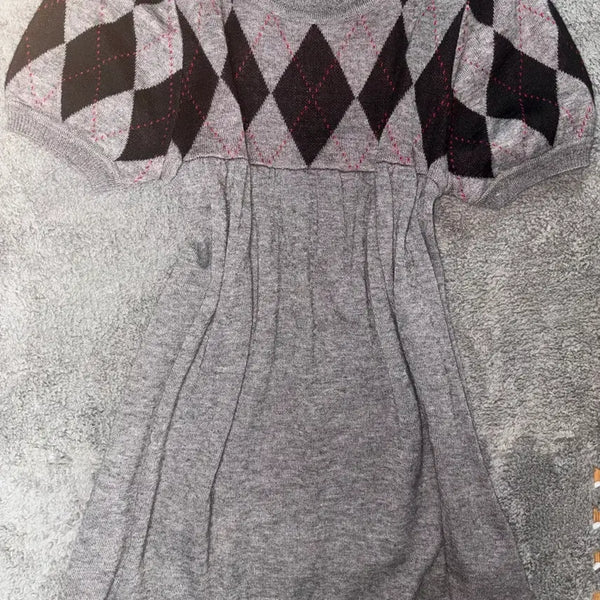[BUNJANG] Limk Argyle Knit Short Sleeve Daily Top Dress / limk 연그레이 아가일 니트반팔 데일리 탑 상의 원피스