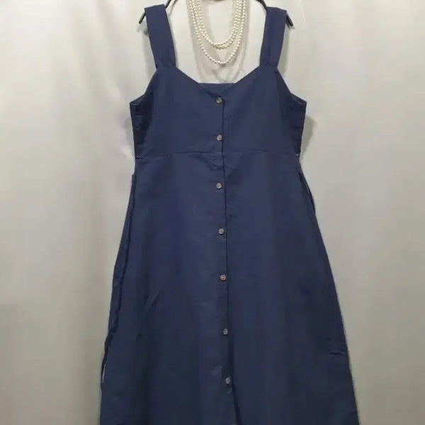 [BUNJANG] V-Est Sleeveless Linen Maxi Dress / 특가새)B6576 린넨 마 롱 원피스.허리뒷끈.뷔에스트.민소매나시