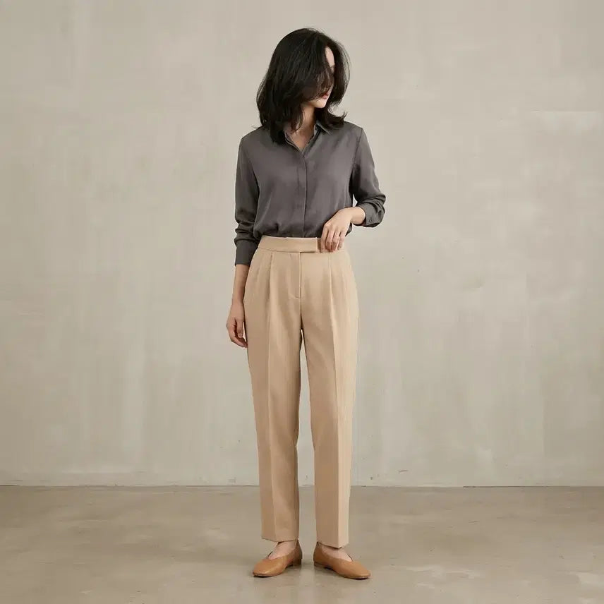 [BUNJANG] LEBEIGE Beige Pinched-Pleat Wool Blend Slacks 32 / 르베이지 베이지 핀턱 슬랙스 32
