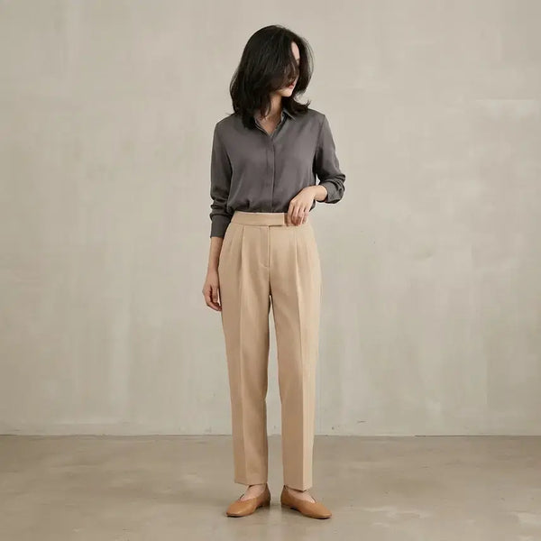 [BUNJANG] LEBEIGE Beige Pinched-Pleat Wool Blend Slacks 32 / 르베이지 베이지 핀턱 슬랙스 32