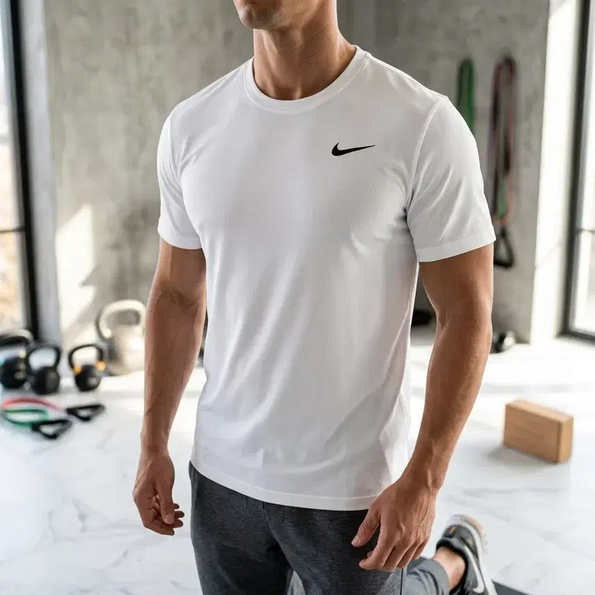 [BUNJANG] Nike Dri-FIT White Swoosh Logo Short Sleeve T-Shirt XL / 나이키 드라이핏 화이트 로고 반팔 티셔츠 XL
