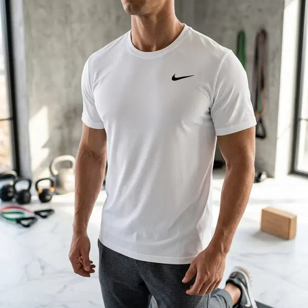 [BUNJANG] Nike Dri-FIT White Swoosh Logo Short Sleeve T-Shirt XL / 나이키 드라이핏 화이트 로고 반팔 티셔츠 XL