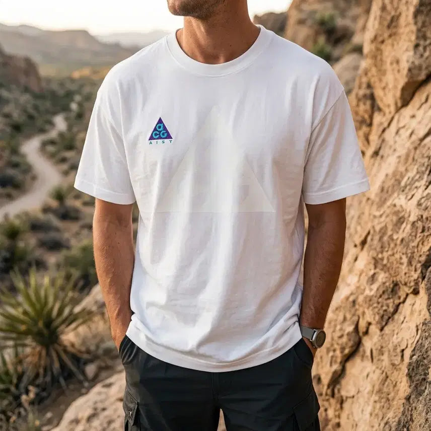 [BUNJANG] Nike ACG Triangle Logo White T-Shirt (Size 95) / 나이키 ACG 삼각 로고 화이트 반팔 티셔츠 95