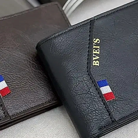 [BUNJANG] BVEI'S Men's Leather Bifold Wallet Black/Brown / BVEI'S 남성 가죽 반지갑 블랙/브라운