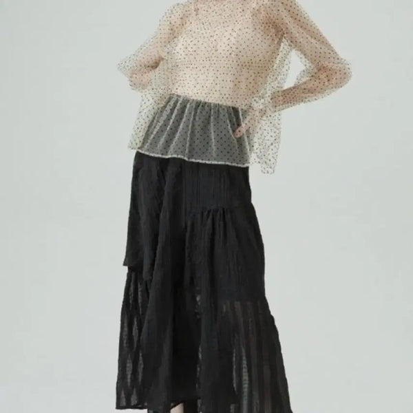 [BUNJANG] System Layered Crinkle Long Skirt / 한섬 시스템 레이어드 크링클 롱스커트
