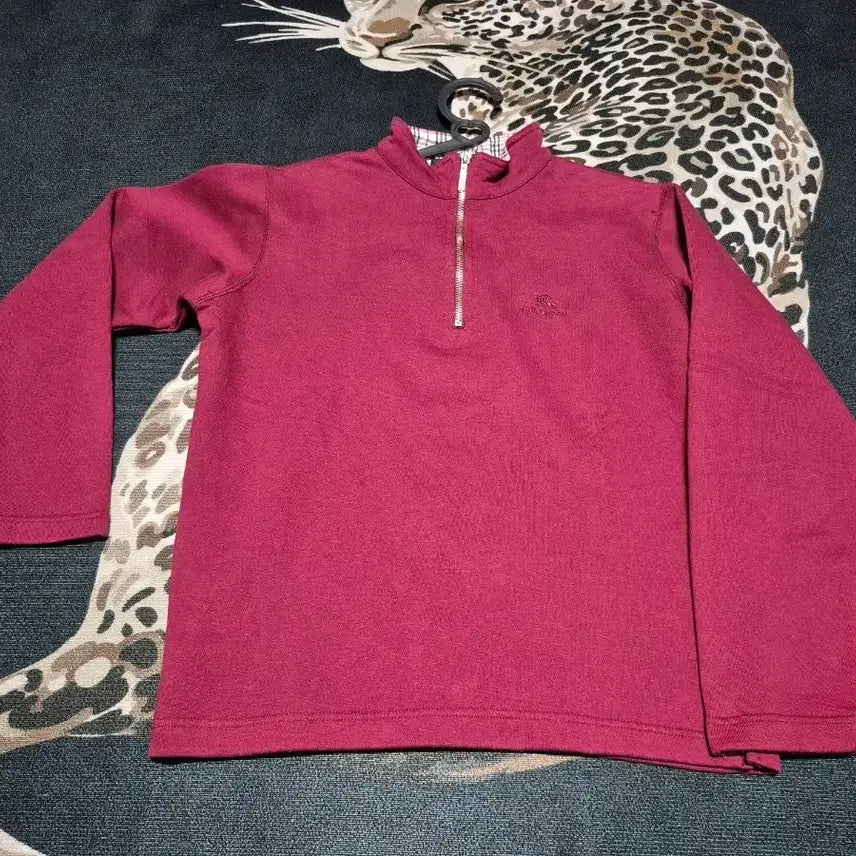 [BUNJANG] Burberry Nova Check Half Zip Sweatshirt Burgundy M / 버버리 노바체크 하프 집 스웻셔츠 버건디 m 정품