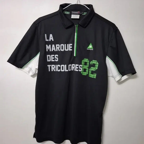 [BUNJANG] Le Coq Sportif Men's Golf Polo T-Shirt (95% Spandex) - Black, Size M / 남성 르꼬끄스포르티브 골프 일판 반팔티셔츠(스판95)