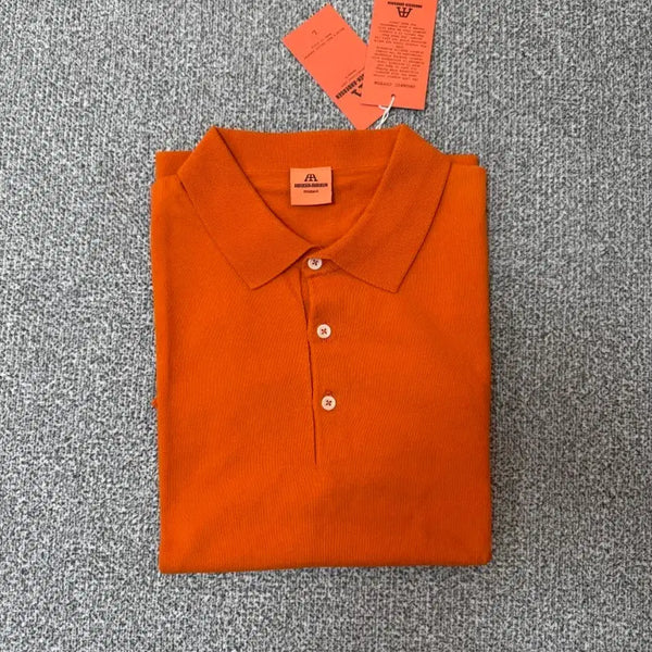 [BUNJANG] Andersen-Andersen Cotton 100% Three-Button Collar T-Shirt - Orange (Large) / 안데르센안데르센 카라티 새상품