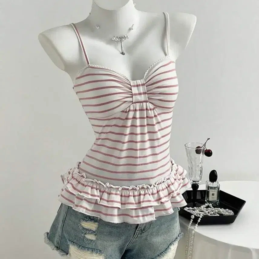 [BUNJANG] Pocket Girl Striped Camisole / 포켓걸 스트라이프 나시